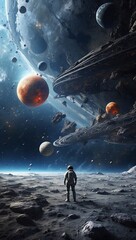 Science fiction scene of space exploration