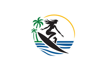 Surfing Serenity: A Vector Illustration Capturing the Thrill of Riding the Waves