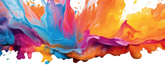 Abstract colorful art colors splashes background illustration - Colorful acrylic paint splashing isolated on white background on transparent background. - obrazy, fototapety, plakaty