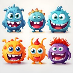set of funny cartoon monsters
