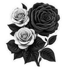 Black and white rose sticker