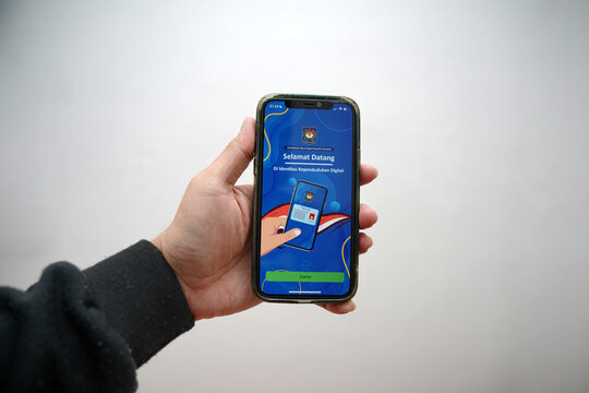 Tangerang, Indonesia - 25 December 2023 : Display of the digital State Population Identity (IKD) application. Indonesian Resident Identity Card replacement application.