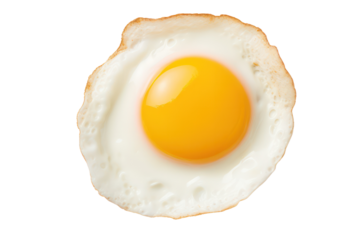 Top view, Relistic Fried egg isolated on transparent background.