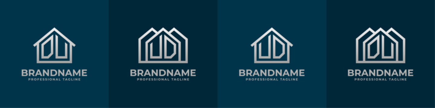 Letter DU and UD Home Logo Set. Suitable for any business related to house, real estate, construction, interior with DU or UD initials.