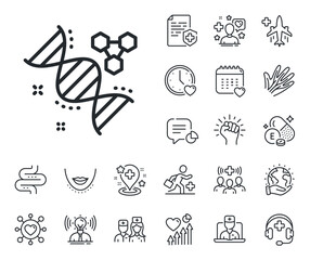 Laboratory analysis sign. Online doctor, patient and medicine outline icons. Chemistry dna line icon. Chemical formula symbol. Chemistry dna line sign. Vector