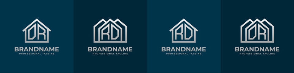 Letter DR and RD Home Logo Set. Suitable for any business related to house, real estate, construction, interior with DR or RD initials. - obrazy, fototapety, plakaty