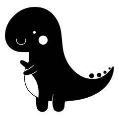 minimal Funny cartoon dinosaur vector silhouette, silhouette, black color, white background