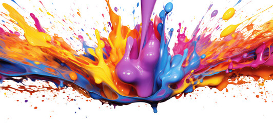 Abstract colorful art colors splashes background illustration - Colorful acrylic paint splashing isolated on white background on transparent background.