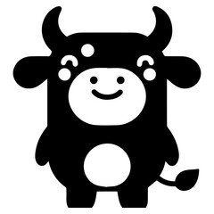 minimal funny cow flat character vector silhouette, silhouette, black color, white background