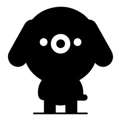 minimal funny Dog vector big head thin body silhouette, silhouette