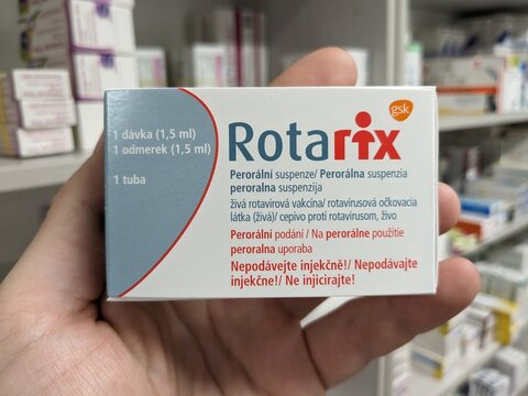 Prague,Czech republic- December 12 2023: box of ROTARIX injectionimmunization vaccine Czech medication made by pharmaceutical company GSK
