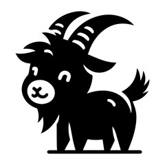 minimal funny goat character vector silhouette, black color silhouette, white background