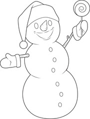 Snowman Christmas Lollipop Vector Graphic Art Illustration