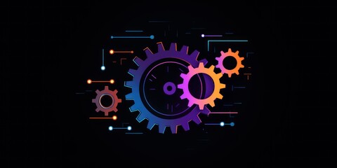 Settings gear icon from lines, triangles and particle style design. Illustration vector