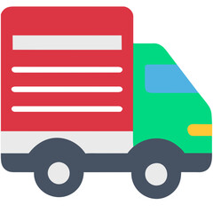 the red delivery truck carrying a load icon