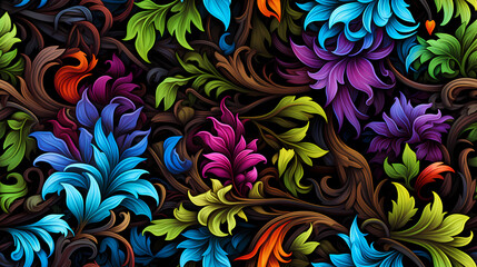 Psychedelic style print pattern. New wave print. Seamless wallpaper hypnotic trippy backdrop illustration.