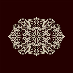 Vintage ornate linear ornaments in Kazakh traditional style. Asian floral designs. Abstract Asian elements of the national pattern of the ancient nomads of the Kyrgyz, Mongols, Kazakhs, Tatars.