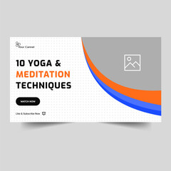 Trendy yoga and meditation video cover banner design, workout training tips and tricks video thumbnail banner design, vector eps 10 file format