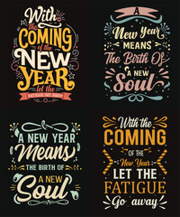 Happy New Year 2024  typography Design Bundle