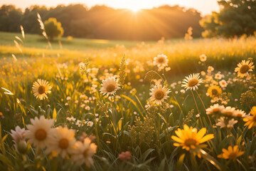 sunflower field and sunlight  