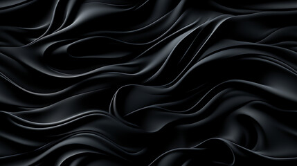 Obraz premium Black fabric textiles, silk seamless background, classic line wave