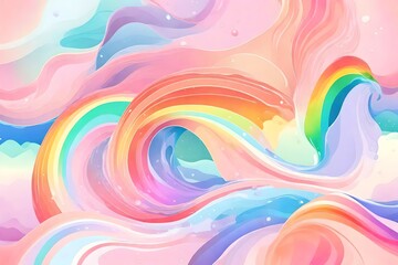Background water color rainbow pastel soft wave liquid effect .Generate AI 