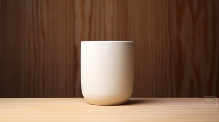 A ceramic cup with a matte finish, capturing the soft and diffused light that enhances its understated and elegant design.