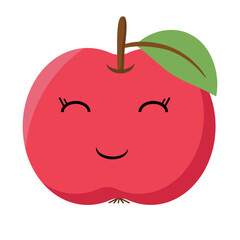 Red apple with kawaii eyes.