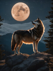 wolf howling at the moon