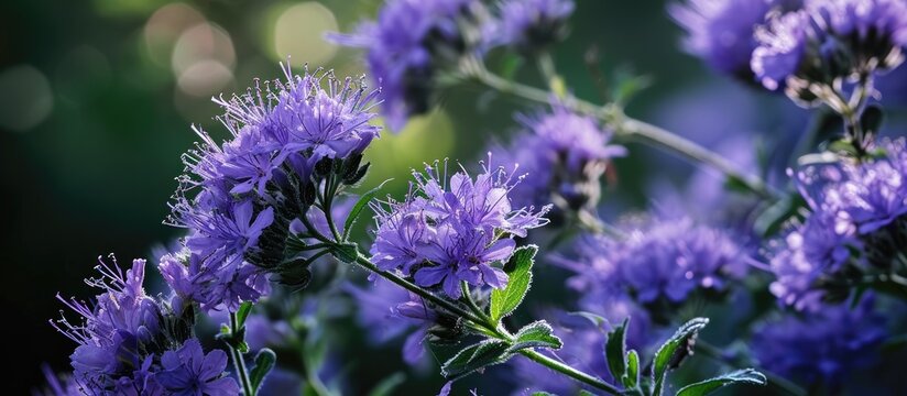 Close-up of blooming lacy phacelia flowers.