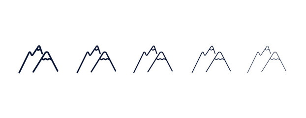 mountain outline icon. Black, bold, regular, thin, light icon from camping collection. Editable vector isolated on white background - obrazy, fototapety, plakaty