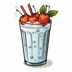 Colorful Ice cream shop logo label or emblem cartoon style for your design isolated on background, pop art illustration.