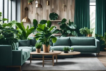 Modern interior design of living room with sofa