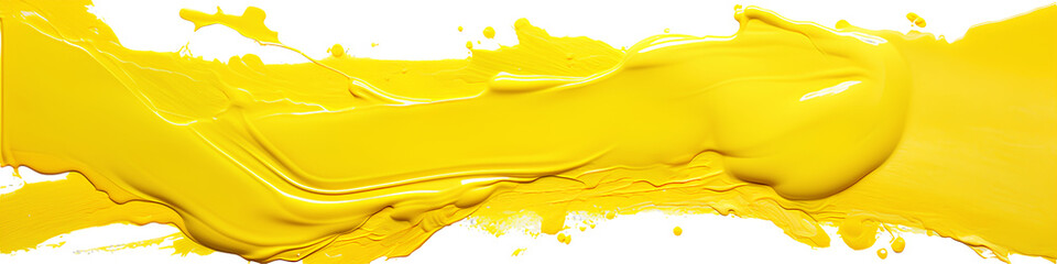 Yellow stroke of oil paint on transparent background PNG