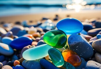 blue glass stones Generator by AI