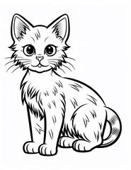 Fototapeta premium cute kitty, black and white coloring page for kids, realistic style, line art, detailed, black lines only