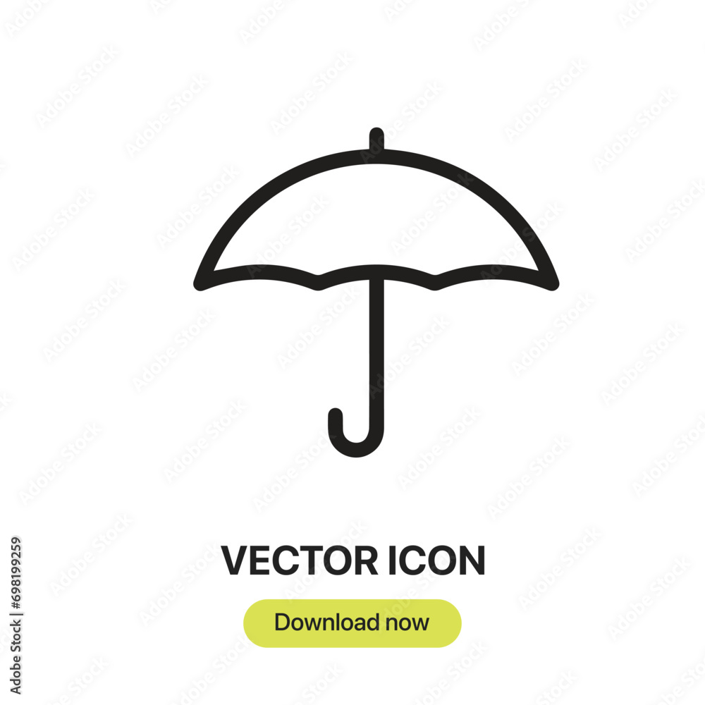Fototapete umbrella icon vector. linear-style sign for mobile concept and web design. umbrella symbol illustrat