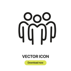 Team icon vector. Linear-style sign for mobile concept and web design. Team symbol illustration. Pixel vector graphics - Vector.