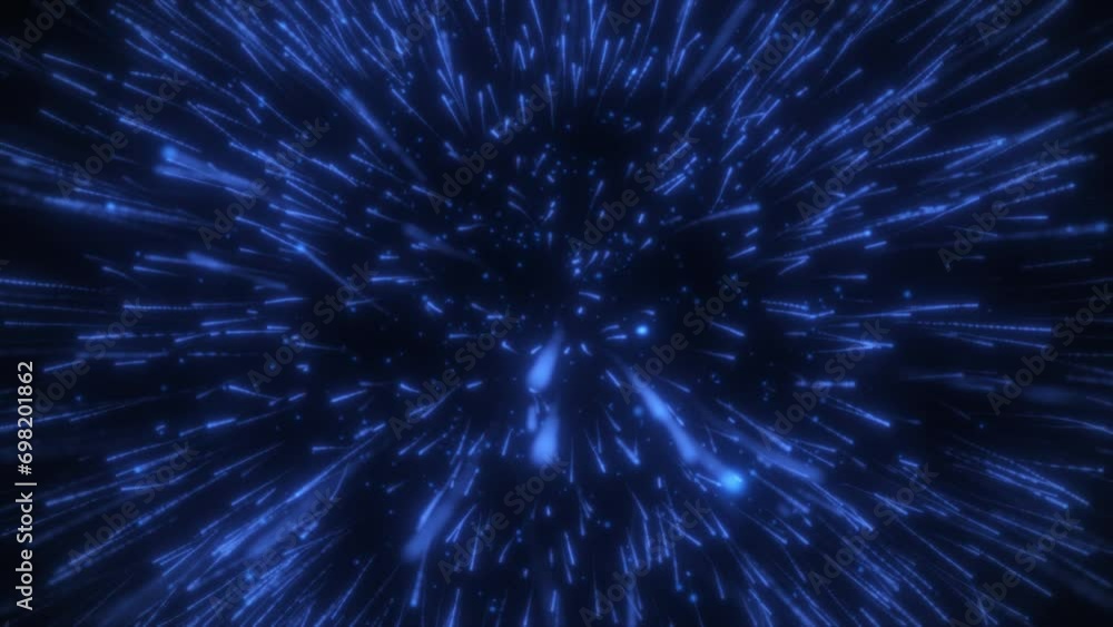 Wall mural cosmic rotating creative sci-fi futuristic flow of chaotically moving animated blue colored particle