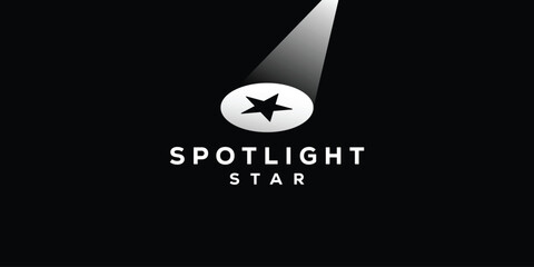 Creative Spotlight Star Logo. Spotlight Lamp with Star Logo Design Template. - obrazy, fototapety, plakaty