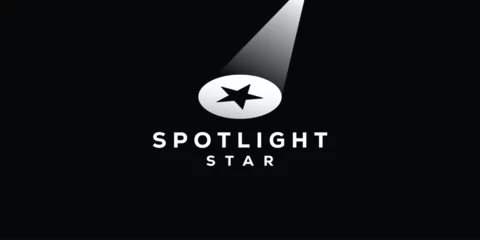 Schilderijen op glas Creative Spotlight Star Logo. Spotlight Lamp with Star Logo Design Template. © oinbrand