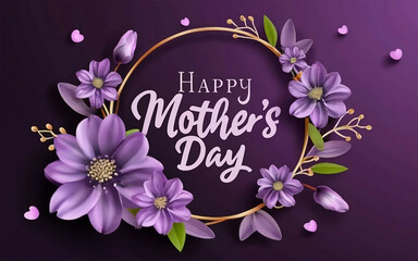 Elegant Purple Flower Happy Mothers day Poster 
