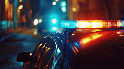 Strobe lights of police car at night - Powered by Adobe