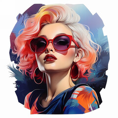 Wow pop art woman. Young surprised female lady with open smile with wow. Illustration in modern comic style. Colorful pop art.