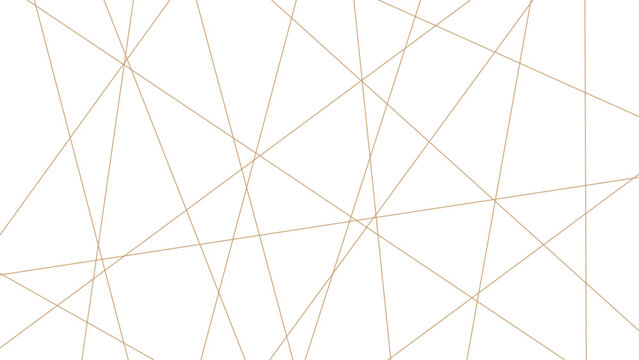 Abstract luxury gold geometric random chaotic lines with many squares and triangles shape on white background.	Abstract golden lines pattern texture business background. 
