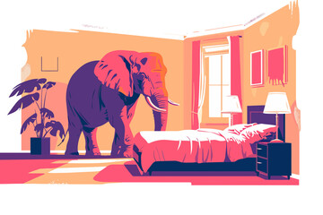 elephant in the room isolated vector style