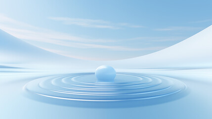 Arctic Calm: Product Podium with Spherical Accent on Ice-Blue Rippled Surface