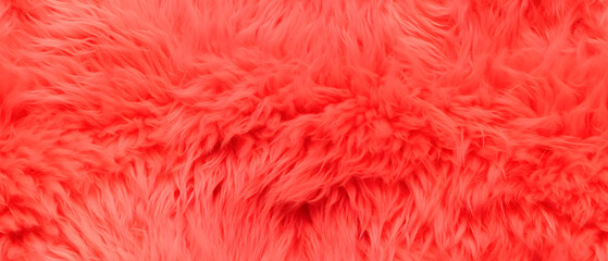 Fototapeta premium Volumetric fur red heart background seamless pattern