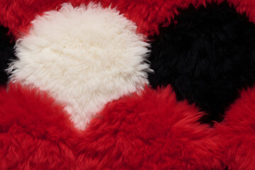 Volumetric fur red heart background seamless pattern