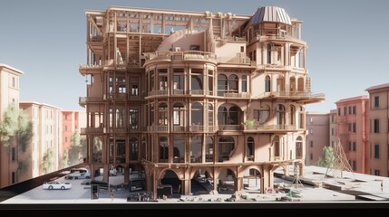 A lifelike AI-generated architectural model, demonstrating the precision and detail achieved through AI-assisted 3D modeling.
